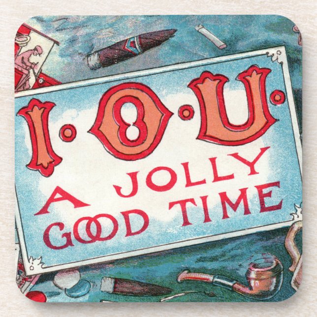 Vintage Vices Party, Gambling Drinking Smoking Beverage Coaster (Front)