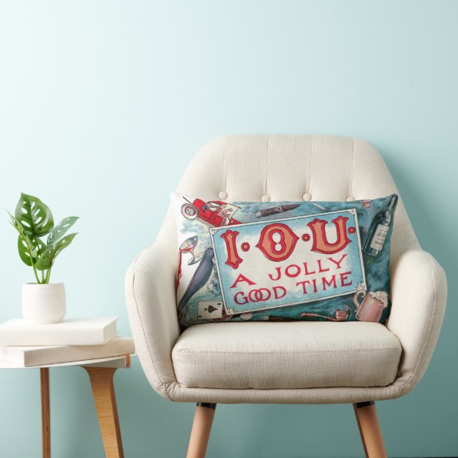 Vintage Vices Party, Gambling Drinking Smoking Lumbar Pillow (Chair)
