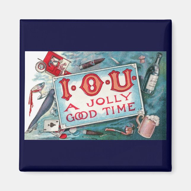 Vintage Vices Party, Gambling Drinking Smoking Magnet (Front)