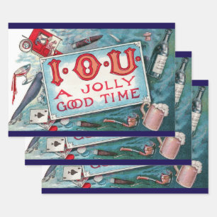 Vintage Vices Party, Gambling Drinking Smoking Wrapping Paper Sheets