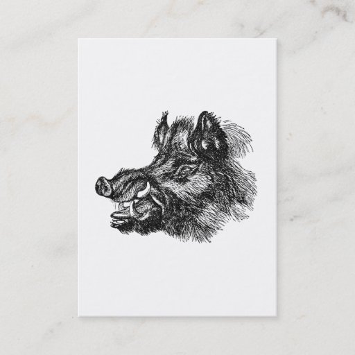 Customizable Vintage Vicious Wild Boar w Tusks Template Business Cards