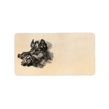 Vintage Vicious Wild Boar W Tusks Template Label by SilverSpiral at Zazzle