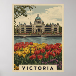 Vintage Victoria British Columbia Travel Poster