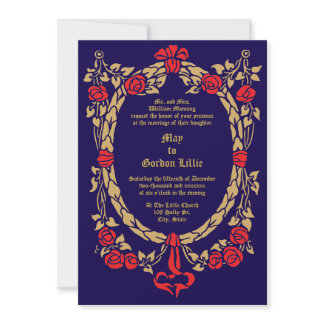 Vintage Victoria Era Floral Rose Wreath Frame Invitation