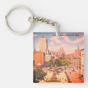 Vintage Victoria Square, Montreal, Quebec, Canada Keychain