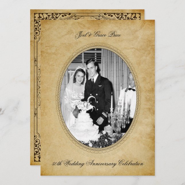 Vintage Victorian 50th Anniversary Celebration Invitation (Front/Back)