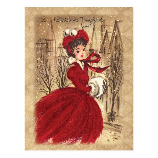 Vintage Victorian A Christmas Thought Of You Postcard