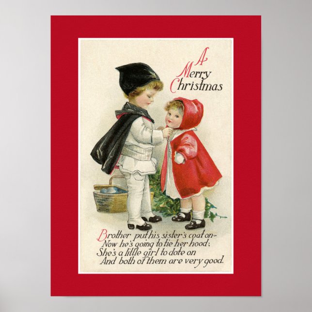 VINTAGE VICTORIAN "A MERRY CHRISTMAS" POSTER (Front)