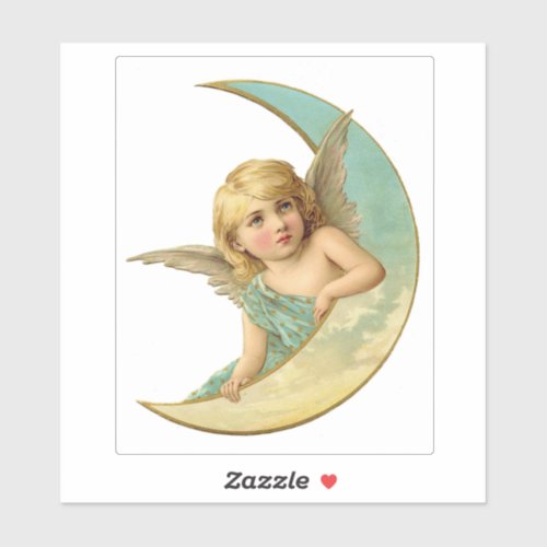 VINTAGE VICTORIAN ANGEL MOON TRANSPARENT STICKER