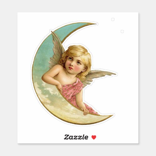 VINTAGE VICTORIAN ANGEL MOON TRANSPARENT STICKER