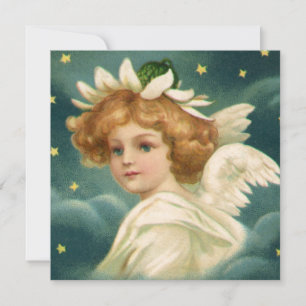 Vintage Victorian Angel Stars Christmas Invitation