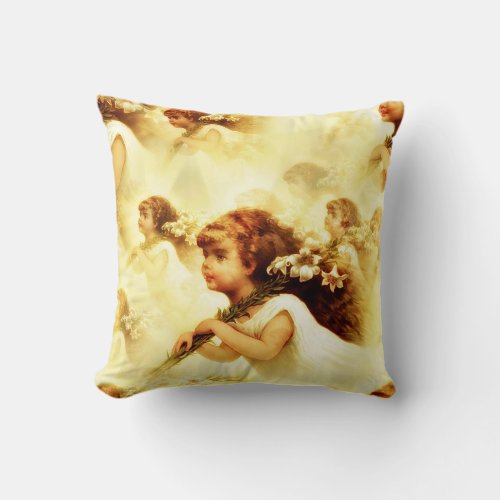 Vintage Victorian Angelic Angel Pattern Throw Pillow