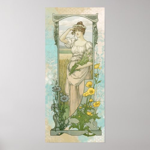  Vintage Victorian AR23 Woman Beach Art Nouveau Poster