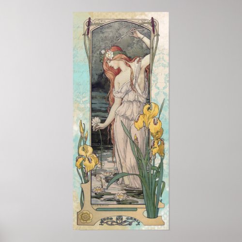  Vintage Victorian AR23 Woman Flowers Art Nouveau Poster