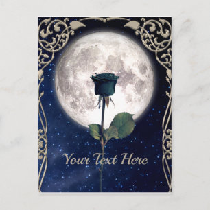 Vintage, Victorian, Art Deco, Black Rose, Night Postcard