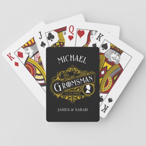 Vintage Victorian Art Elegant Black Groomsmen Gift Playing Cards