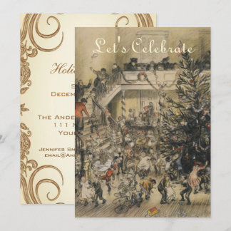 Vintage Victorian Art Holiday Christmas Party Invitation