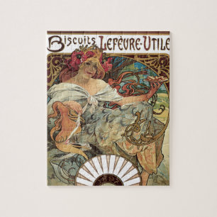 Vintage Victorian Art Nouveau by Alphonse Mucha Jigsaw Puzzle