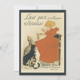 Vintage Victorian Art Nouveau, Girl with Milk Cats