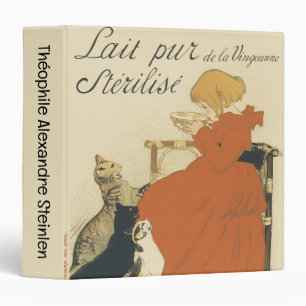 Vintage Victorian Art Nouveau, Girl with Milk Cats 3 Ring Binder