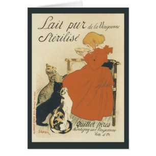Vintage Victorian Art Nouveau, Girl with Milk Cats Cards