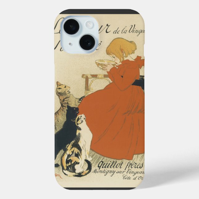 Vintage Victorian Art Nouveau, Girl with Milk Cats Case-Mate iPhone Case (Back)