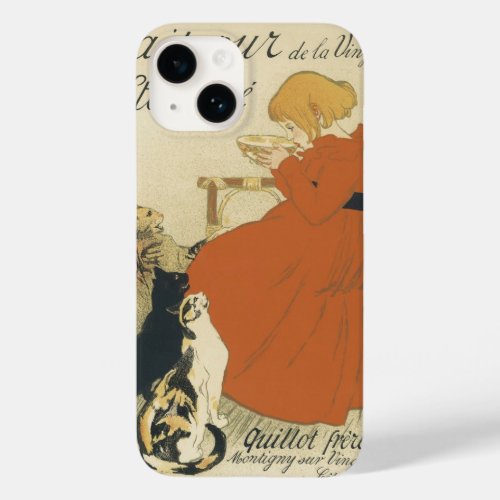 Vintage Victorian Art Nouveau Girl with Milk Cats Case_Mate iPhone 14 Case