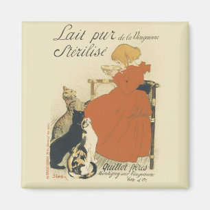 Vintage Victorian Art Nouveau, Girl with Milk Cats Magnet