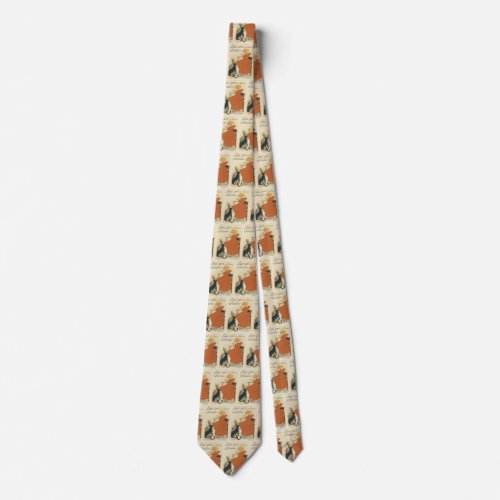 Vintage Victorian Art Nouveau Girl with Milk Cats Neck Tie