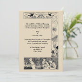 Vintage Victorian Art Nouveau Wedding Invitation (Standing Front)