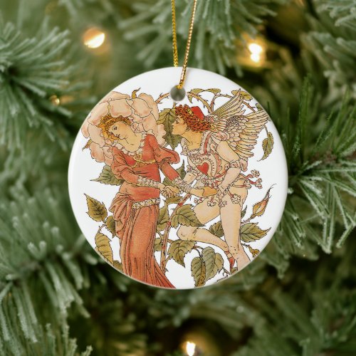 Vintage Victorian Art, Rose by Walter Crane Ceramic Ornament
