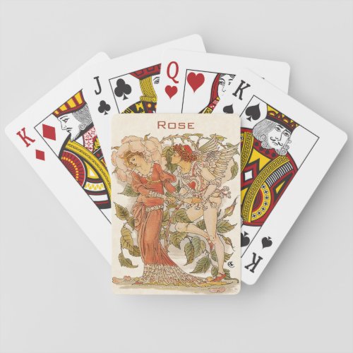 Vintage Victorian Art Rose by Walter Crane Playing Cards
