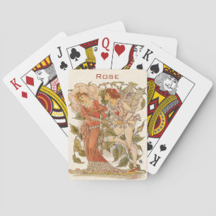 Vintage Victorian Art, Rose by Walter Crane Poker Cards