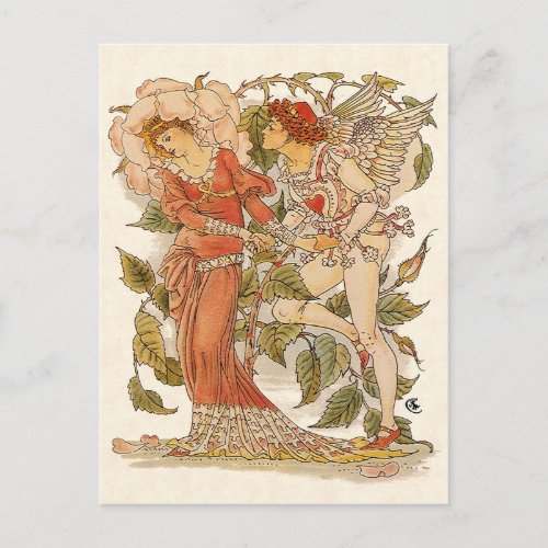 Vintage Victorian Art Rose by Walter Crane Postcard