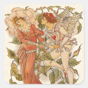 Vintage Victorian Art, Rose by Walter Crane Square Sticker