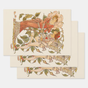 Vintage Victorian Art, Rose by Walter Crane Wrapping Paper Sheets