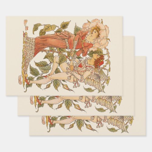 Vintage Victorian Art Rose by Walter Crane Wrapping Paper Sheets