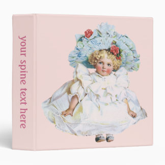 Vintage Victorian Baby Girl Doll, Easter Dress Hat Binder