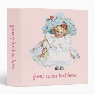 Vintage Victorian Baby Girl Doll, Easter Dress Hat Binder