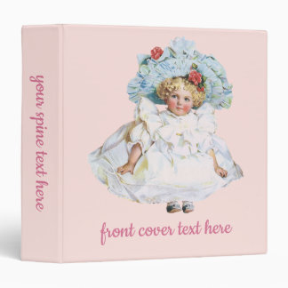 Vintage Victorian Baby Girl Doll, Easter Dress Hat Binder