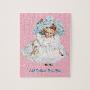 Vintage Victorian Baby Girl Doll, Easter Dress Hat Jigsaw Puzzle