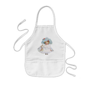 Vintage Victorian Baby Girl Doll, Easter Dress Hat Kids' Apron