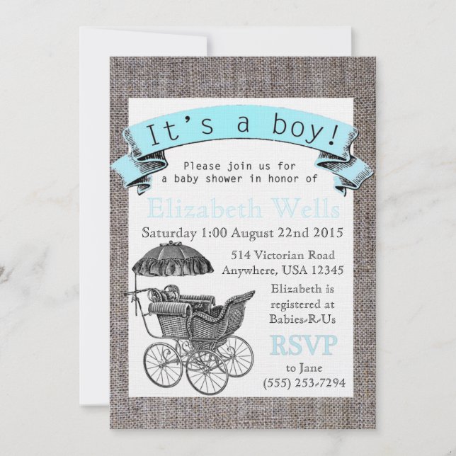 Vintage Victorian Baby Shower Invite (Front)