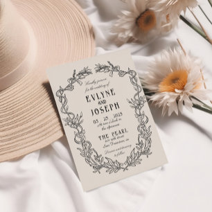 Vintage Victorian Baroque Black Floral Wedding Invitation