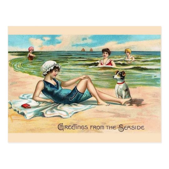 Vintage Victorian Beach Postcard