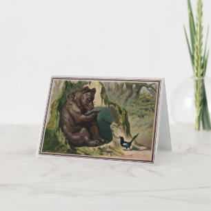 Vintage Victorian Bear Holiday Card