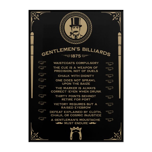 Vintage Victorian Billiard Wall Art (Front)