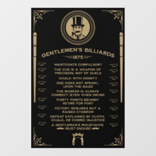 Vintage Victorian Billiard Wall Art Decal