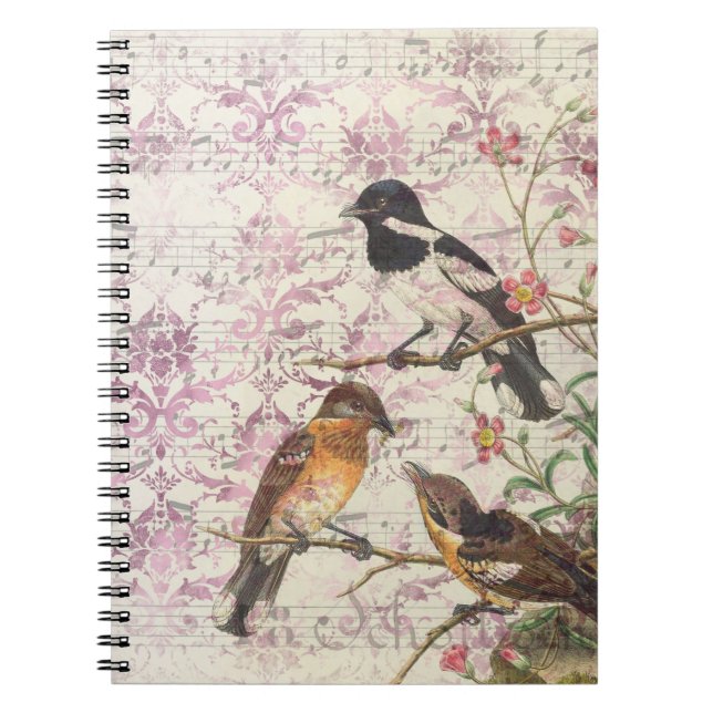 Vintage Victorian Birds Notebook (Front)