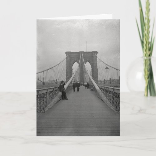 Vintage Victorian Black and White Brooklyn Bridge  Card